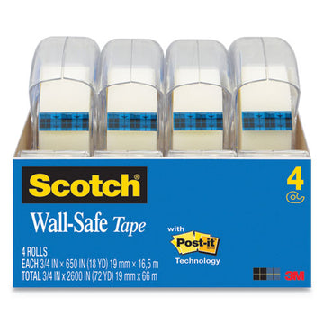 Scotch® Wall-safe Tape With Dispenser, 1" Core, 0.75" X 54.17 Ft, Clear, 4-pack freeshipping - TVN Wholesale